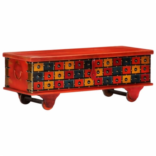 vidaXL Storage Box Red 43.3 x15.7 x15.7 Solid Acacia Wood Perspective: front