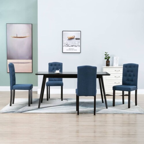 vidaXL Dining Chairs 4 pcs Blue Fabric N A City Market