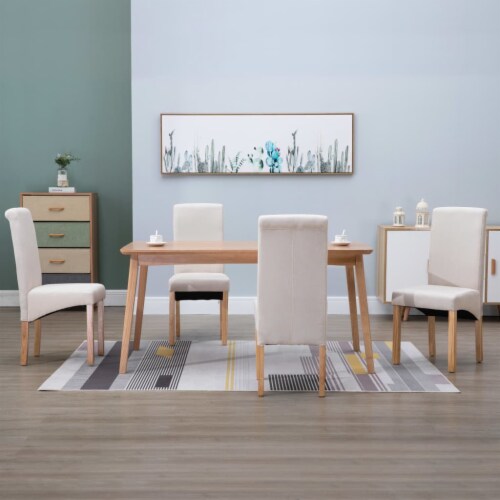vidaXL Dining Chairs 4 pcs Cream Fabric 4 pcs Foods Co