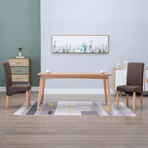 vidaXL Dining Chairs 2 pcs Brown Fabric Perspective: front