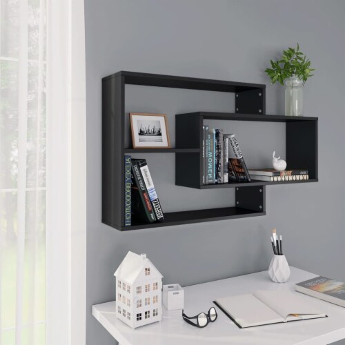 vidaXL Wall Shelves Black 40.9 x7.9 x23  Engineered Wood Perspective: front
