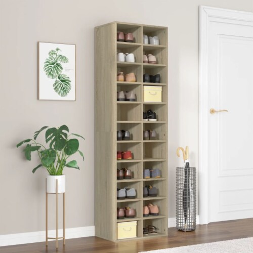 vidaXL Shoe Cabinet Sonoma Oak 21.3 x13.4 x72 Engineered Wood, 1 pcs/22 pcs  - Harris Teeter