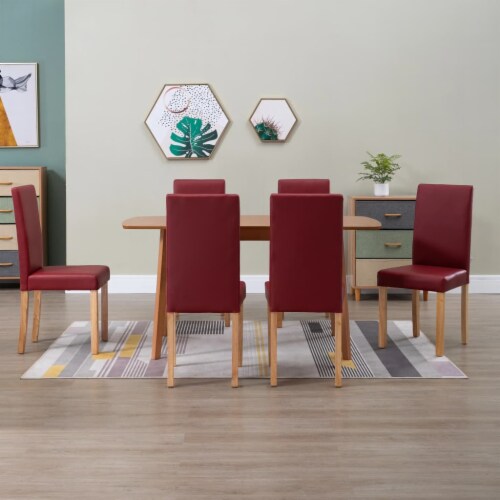Red faux 2025 leather dining chairs