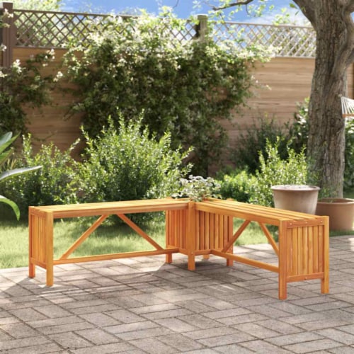 vidaXL Patio Corner Bench with Planter, Solid Acacia Wood 46