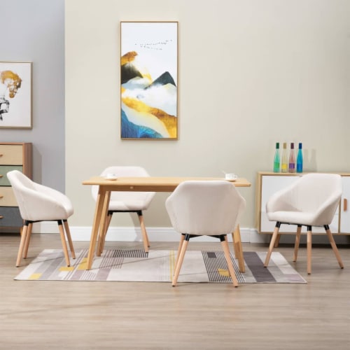 vidaXL Dining Chairs 4 pcs Cream Fabric 4 pcs Foods Co