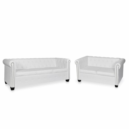 2 seater white leather chesterfield sofa hotsell