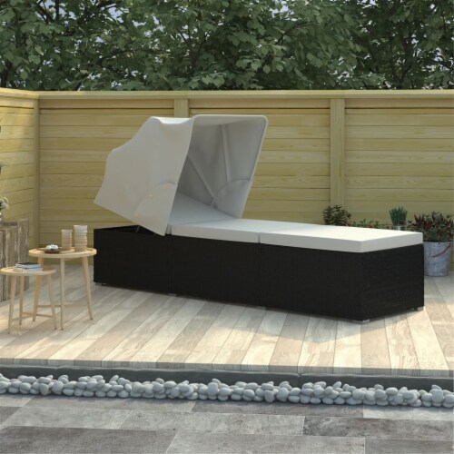 Rattan sun lounger with canopy best sale