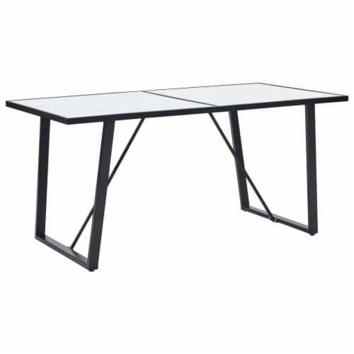 vidaXL Dining Table White 63 x31.5 x29.5 Tempered Glass Perspective: front