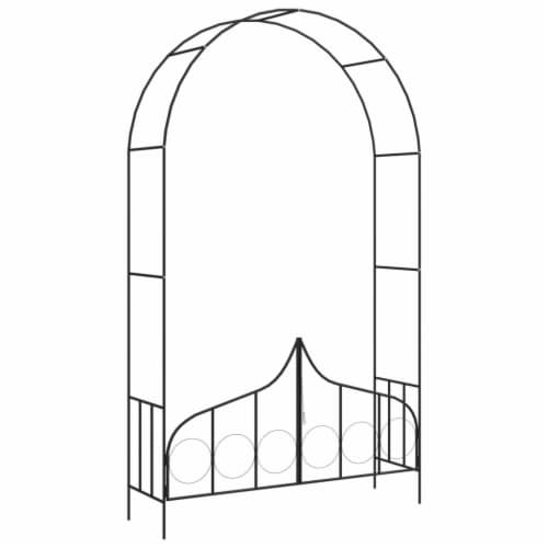 vidaXL Garden Arch with Gate Black 54.3 x15.7 x93.7  Iron Perspective: front