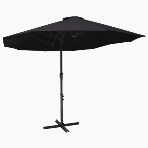 vidaXL Outdoor Parasol with Aluminum Pole 181.1 x106.3 Black Perspective: front