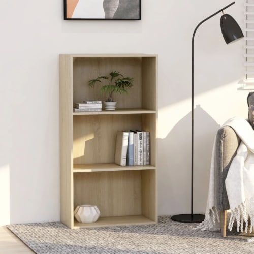 vidaXL 3-Tier Book Cabinet Sonoma Oak 23.6 x11.8 x44.9  Engineered Wood Perspective: front