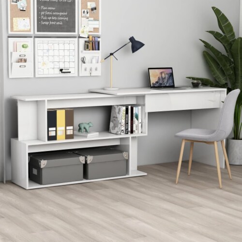 White high gloss corner desk discount