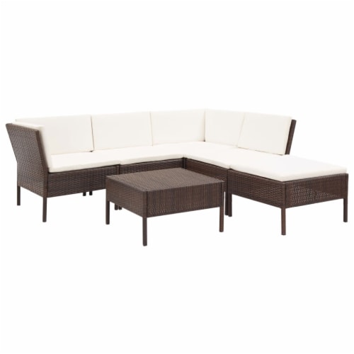 Vidaxl 6 piece garden lounge online set with cushions poly rattan black