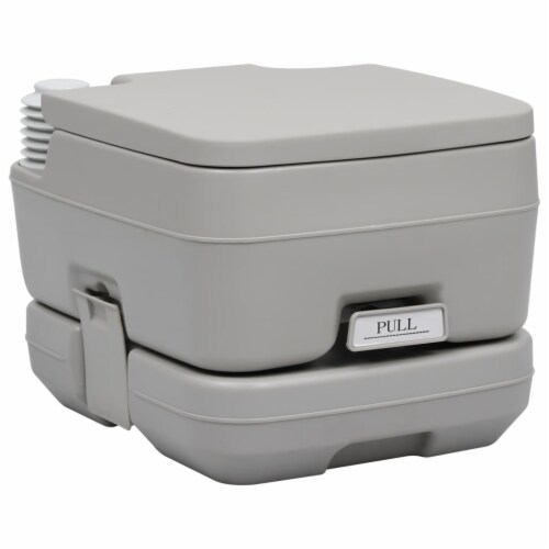 vidaXL Portable Camping Toilet Gray 2.6+2.6 gal Perspective: front