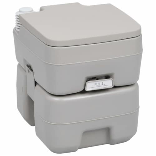 vidaXL Portable Camping Toilet Gray 5.3+2.6 gal Perspective: front