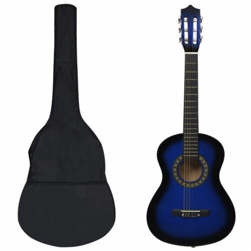 vidaXL 8 Piece Classical Guitar Beginner Set Blue 1/2 34 Perspective: front