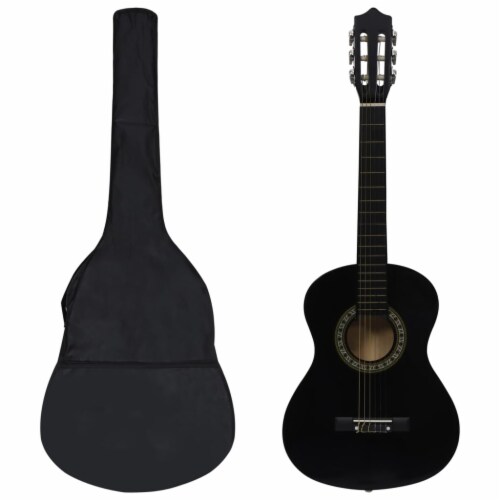 vidaXL 8 Piece Classical Guitar Beginner Set Black 1/2 34 Perspective: front