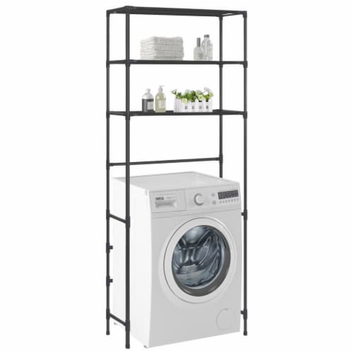 vidaXL 3-Tier Storage Rack over Laundry Machine Black 27.2 x11 x66