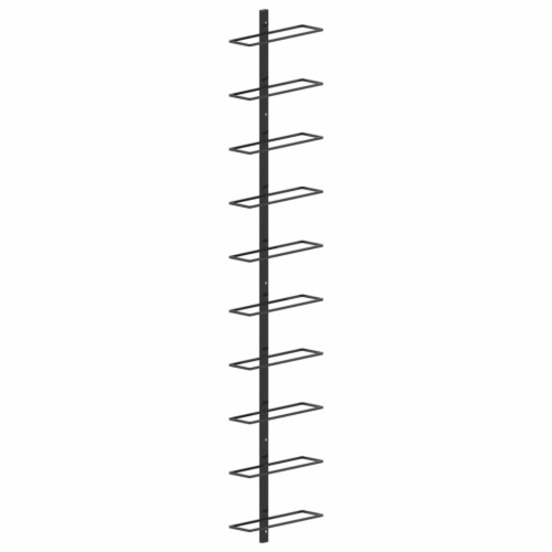 vidaXL Wall-mounted Wine Rack for 10 Bottles Black Metal Perspective: front