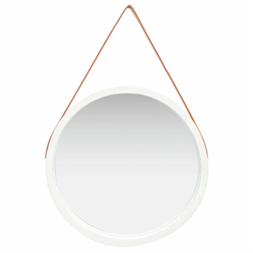 vidaXL Wall Mirror with Strap 23.6 White Perspective: front
