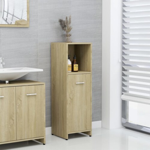 vidaXL Bathroom Cabinet Sonoma Oak 11.8 x11.8 x37.4 Engineered Wood Perspective: front