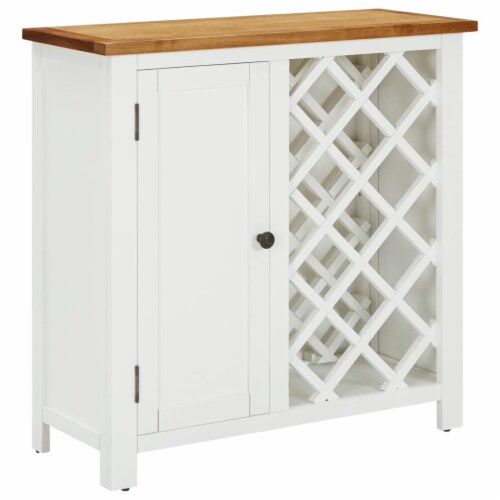 vidaXL Wine Cabinet 31.5 x12.6 x31.5 Solid Oak Wood Perspective: front
