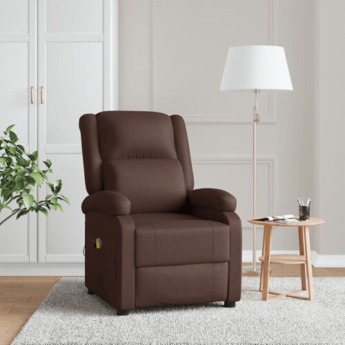 vidaXL Massage Chair Brown Faux Leather 1 pcs Foods Co