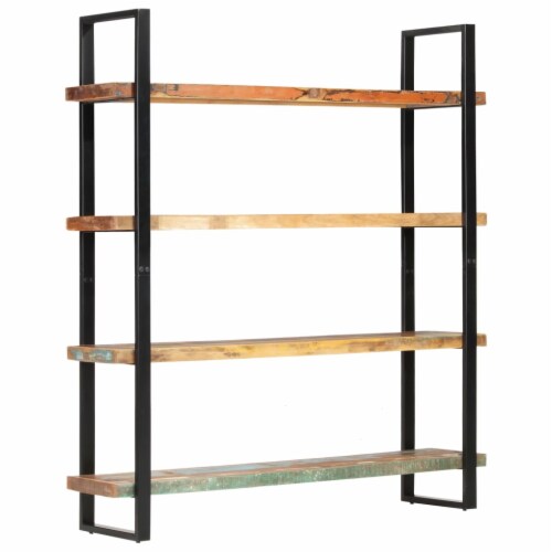 vidaXL 4-Tier Bookcase 63 x15.7 x70.9  Solid Reclaimed Wood Perspective: front