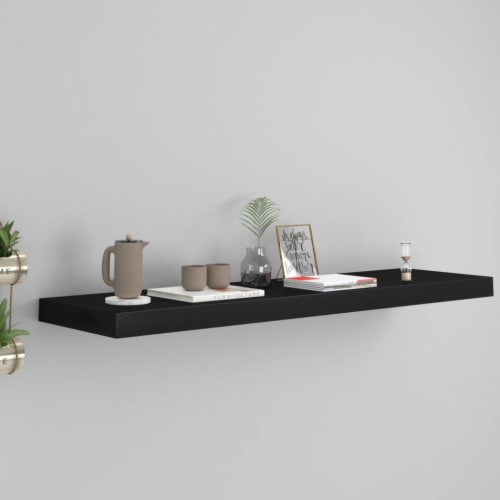 vidaXL Floating Wall Shelf Black 35.4 x9.3 x1.5 MDF Perspective: front