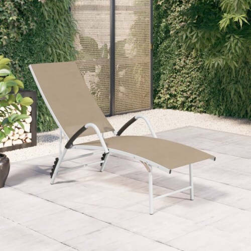 vidaXL Sun Lounger Textilene and Aluminum Cream N A Harris Teeter