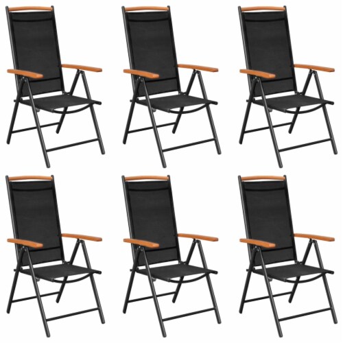 vidaXL Folding Patio Chairs 6 pcs Textilene Black N A Kroger