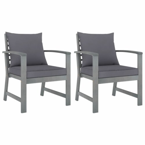 vidaXL Patio Chairs 2 pcs with Dark Gray Cushions Solid Acacia