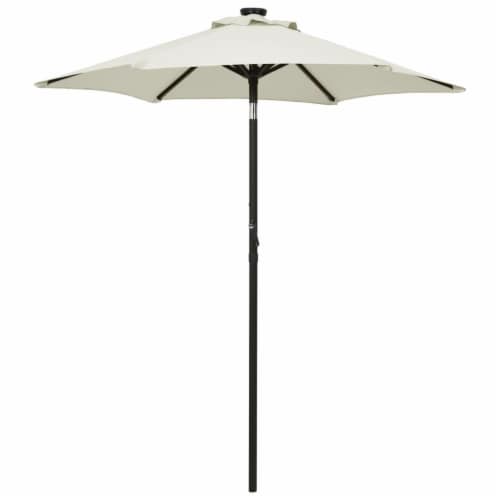 vidaXL Parasol with LED Lights Sand 78.7 x83.1 Aluminum Perspective: front