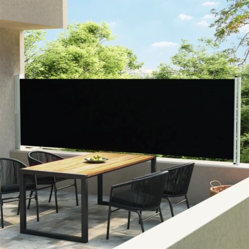 vidaXL Patio Retractable Side Awning 55.1 x236.2 Black 236.2 x55.1 1 Fry s Food Stores