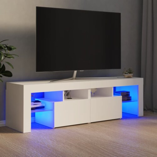 vidaXL TV Stand with LED Lights White 55.1 x14.4 x15.7 1 pcs