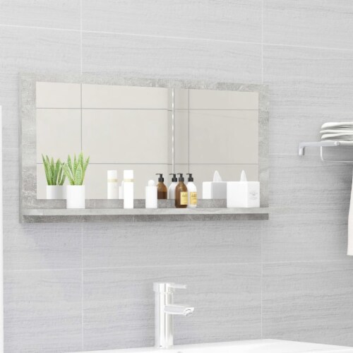 vidaXL Bathroom Mirror Concrete Gray 31.5 x4.1 x14.6  Engineered Wood Perspective: front