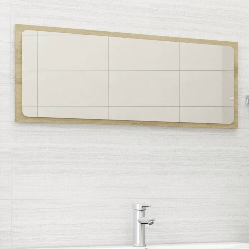 vidaXL Bathroom Mirror Sonoma Oak 39.4 x0.6 x14.6  Engineered Wood Perspective: front