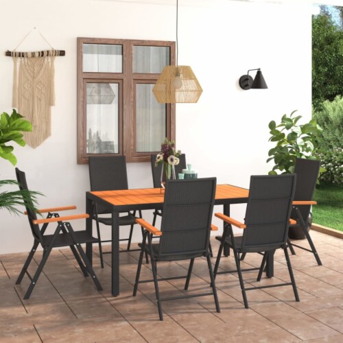 vidaXL 7 Piece Patio Dining Set Black and Brown 7 pcs Baker s