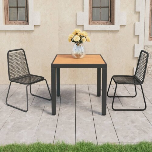 vidaXL 3 Piece Patio Dining Set PVC Rattan Black and Brown 3 pcs Baker s