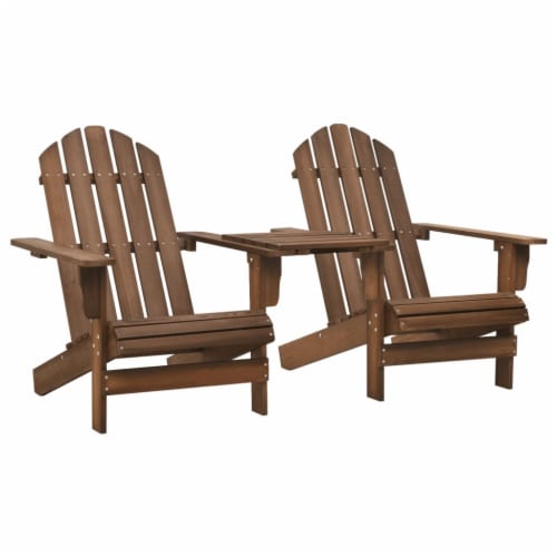 vidaXL Patio Adirondack Chairs with Tea Table Solid Fir Wood Brown