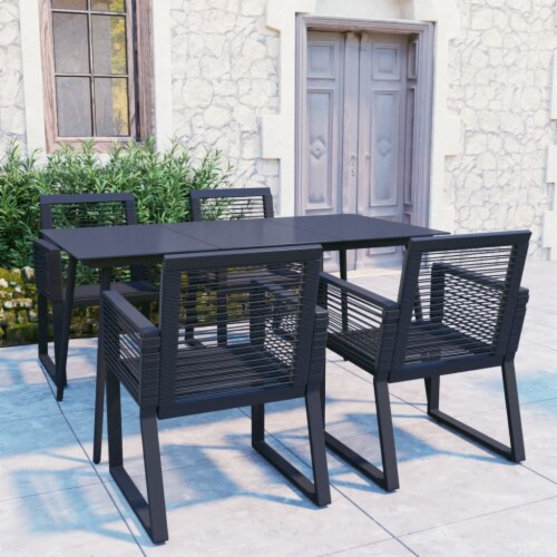 vidaXL 5 Piece Patio Dining Set PVC Rattan Black 5 pcs Fred Meyer