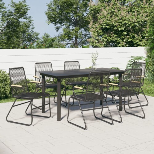 vidaXL 7 Piece Patio Dining Set Black PVC Rattan N A Kroger