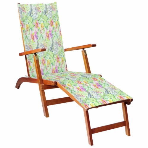 vidaXL Patio Deck Chair with Footrest and Cushion Solid Wood