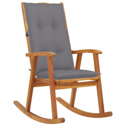 vidaXL Rocking Chair with Cushions Solid Acacia Wood Perspective: front