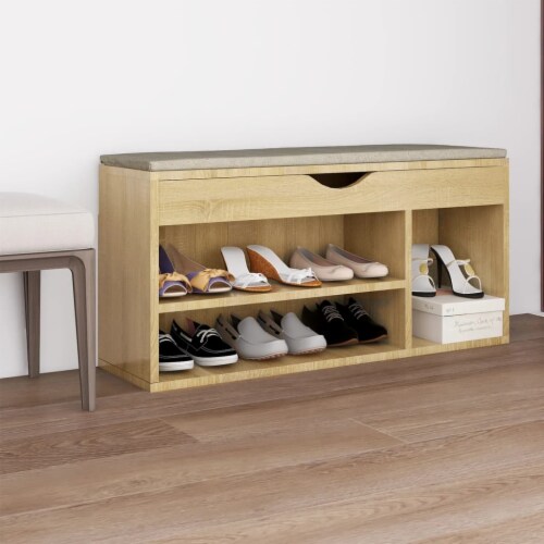 vidaXL Shoe Bench with Cushion Sonoma Oak 40.9 x11.8 x19.3