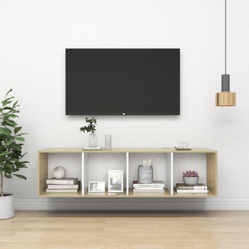 oak wall hung tv unit