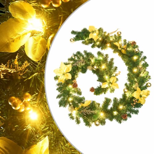 vidaXL Christmas Garland with LED Lights Green 106.3 PVC Perspective: front