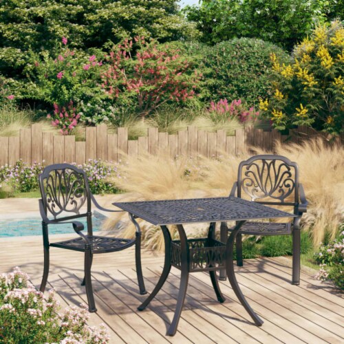 vidaXL 3 Piece Bistro Set Cast Aluminum Black 3 pcs Harris Teeter