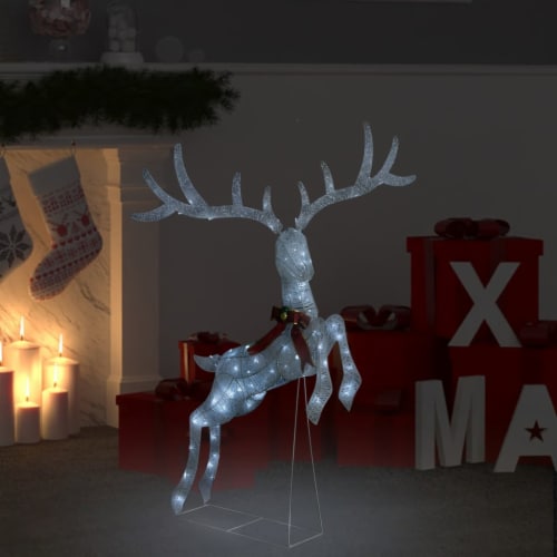 SPEPROECO 3-Piece LED Reindeer Family Christmas Decoration, Lighted Reindeer Outdoor Decorations, Metal Iron Deer Fairy Lights Christmas Ornament For