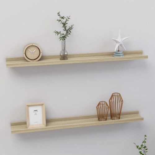 vidaXL Wall Shelves 2 pcs Sonoma Oak 31.5 x3.5 x1.2 Perspective: front